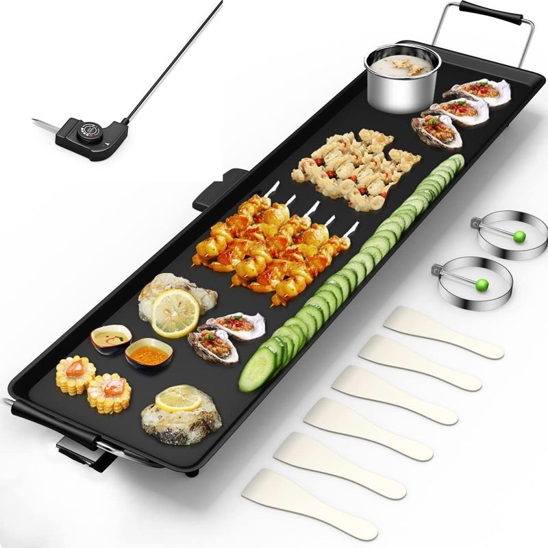 SIMOE 35'' Electric Teppanyaki Grill Griddle, BBQ Smokeless Grills, 2000W Indoor Outdoor Barbecue Griddles Table Top with Nonstick Surfaces and Adjustable 5 Temperature Setting - Image 1